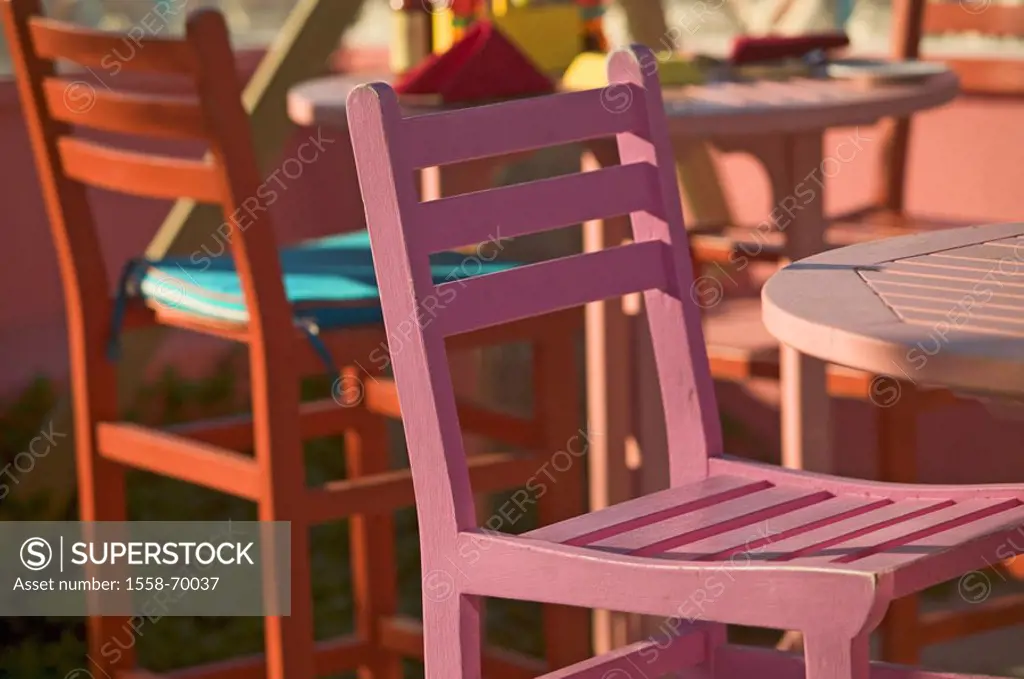 Cafe, chairs, colorfully, outside