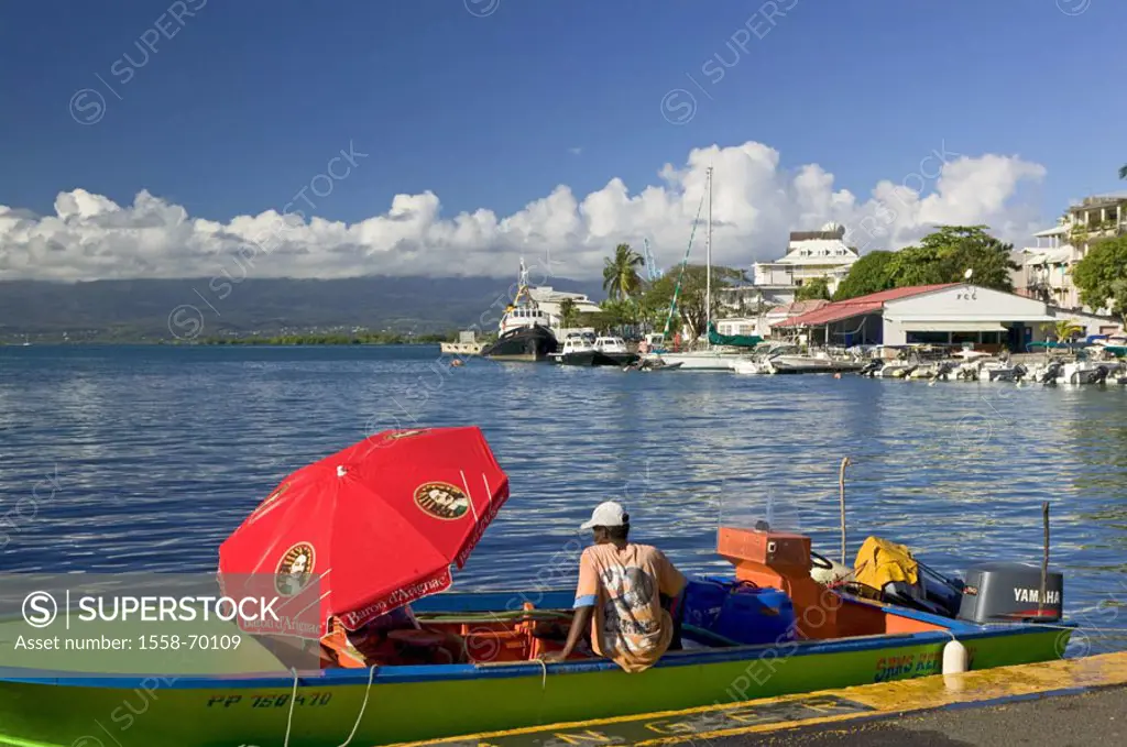 Guadeloupe, fisher boat, fish salespersons, ,