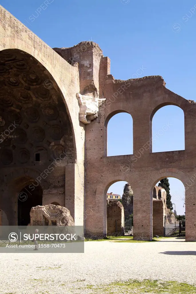 Italy, Rome, forum Romanum,  Maxentiusbasilika  Europe, region Latium, capital, sight, antiquity, ruins, archaeological park, remains, culture, archit...