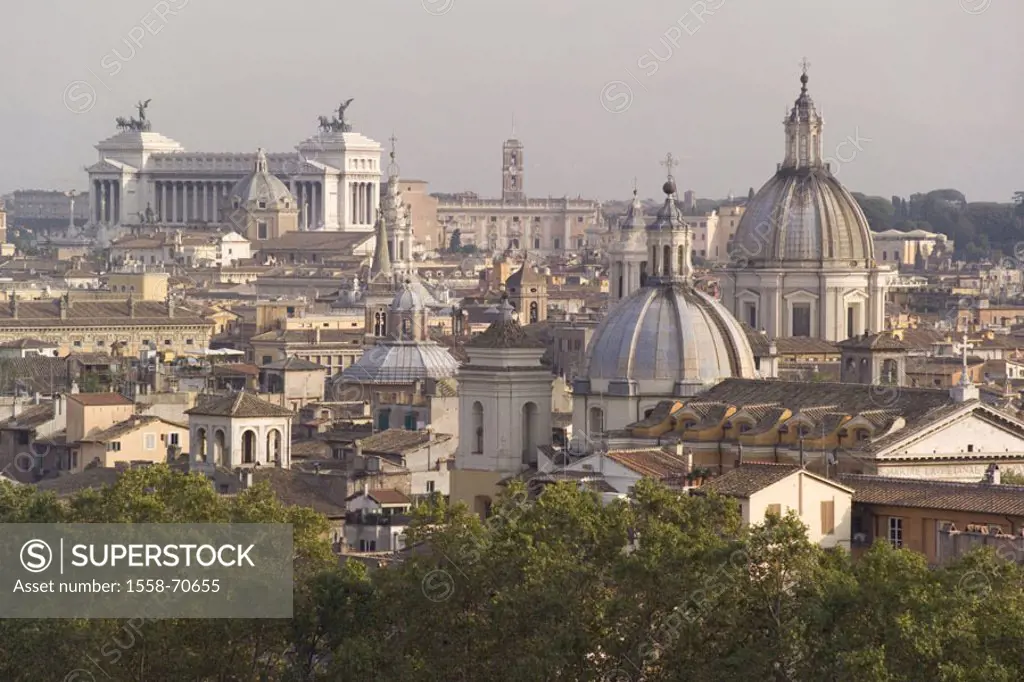 Italy, Rome, view at the city, old town,   Capital, cityscape, churches, Chiesa Del Gesu, Santa Salvatore in Lauro, Santa Agnese, national monument Mo...