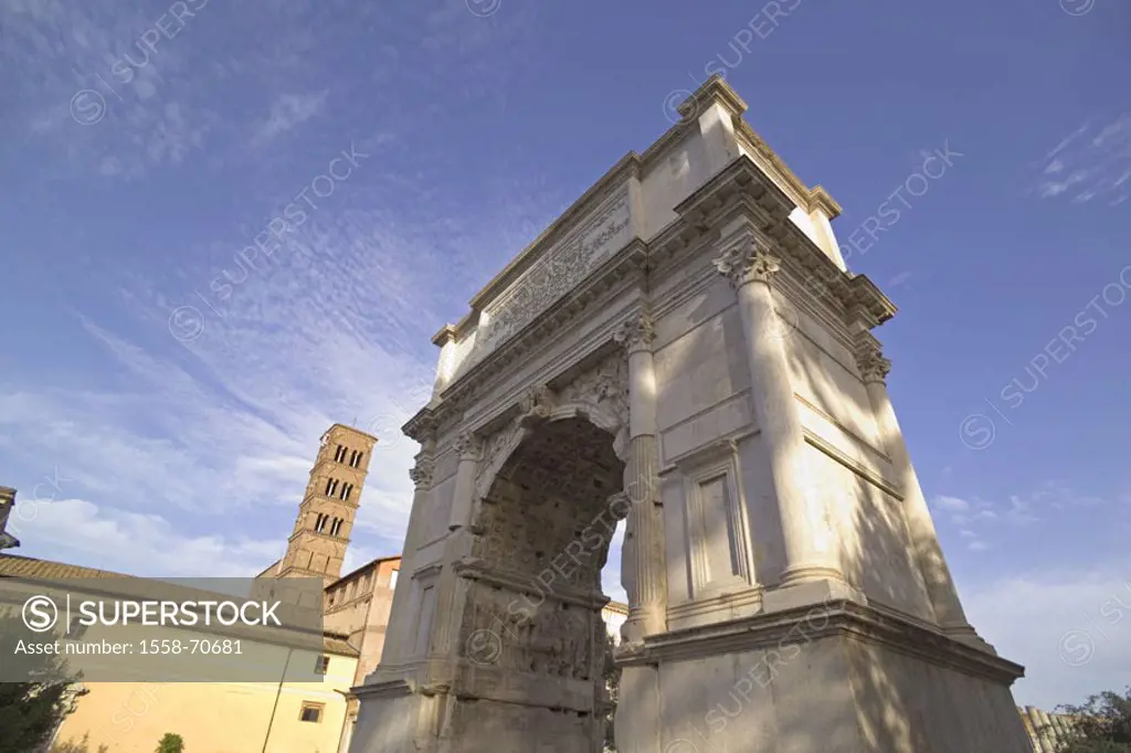 Italy, Rome, forum Romanum,  Titusbogen, detail,  Capital, triumphal bow, eintorig, construction, historically, 81 n. Chr., architecture, sight,  Cult...