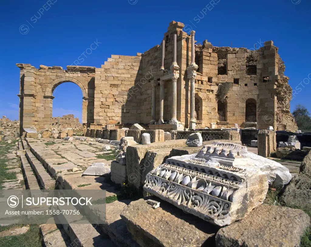 Libya, Leptis Magna, Ruinenstätte, Nymphaeum  Africa, North Africa, excavation place, construction, remains, ruin, historic, antique, culture, history...