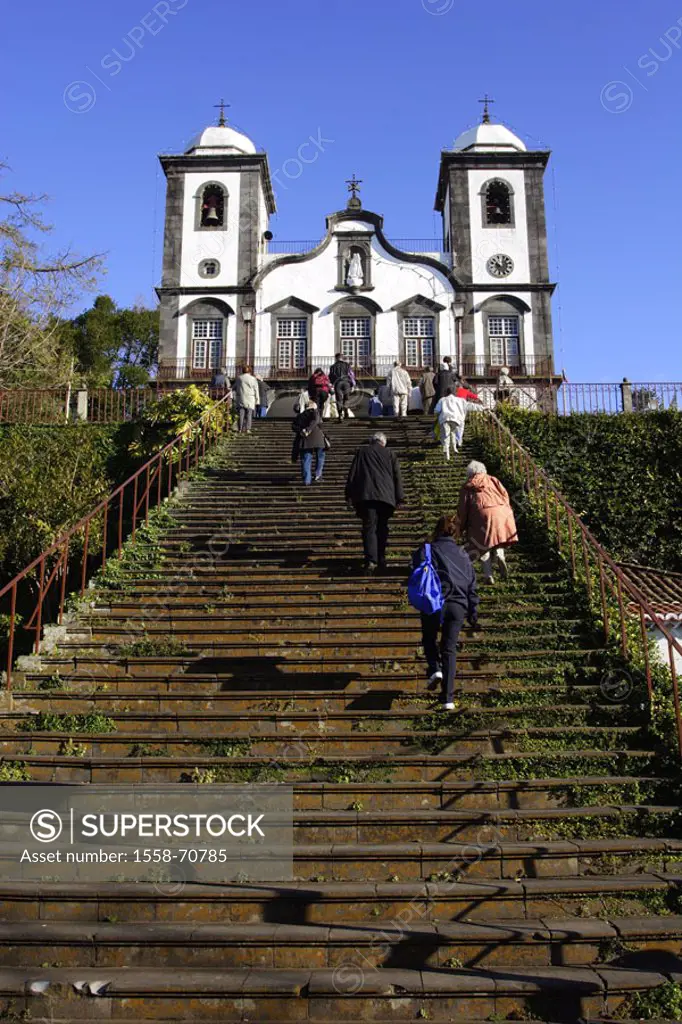 Portugal, island Madeira, Monte, church, Nossa Senhora do Monte, stairway, Visitors, Europe, destination, destination, sight, pilgrimage church, chape...