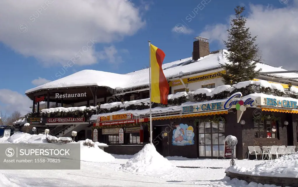 Germany, Baden-Württemberg,  Titisee-Neustadt, center, restaurants,  shops, snow, Europe, Breisgau-Hochschwarzwald, Black forest, Titisee new part of ...