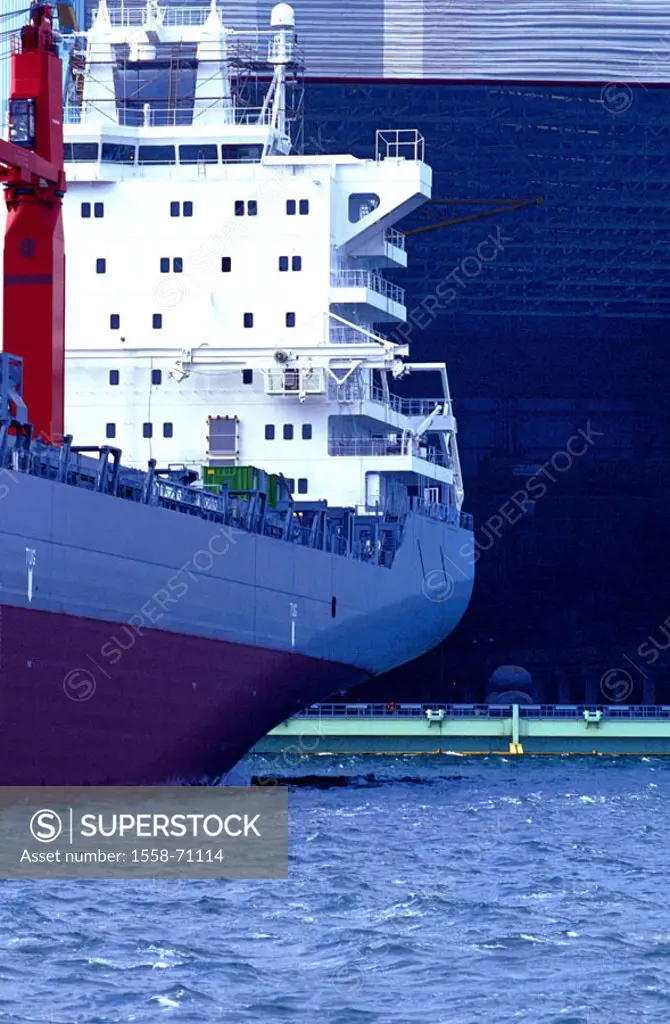 Germany, Wismar, shipyard, Container ship, detail,  East Germany, Mecklenburg-Western Pomerania, shipyard, ship, transportation ship, freighter, freig...
