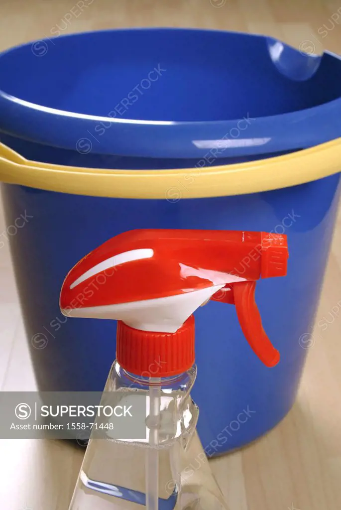 Finery utensils, buckets, Cleaner, spray bottle, detail  Finery buckets, plastic buckets, buckets, detergents, household clearers, window clearers, sy...