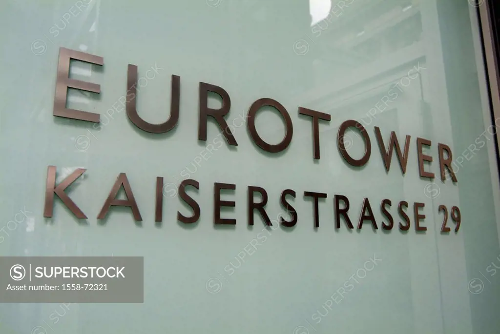 Germany, Hesse, Frankfurt on the Main,  Bank buildings, ´Euro tower´, Hausschild,  Kaiserstrasse 29 European central bank, ´Euro bank´, BfG, bank for ...
