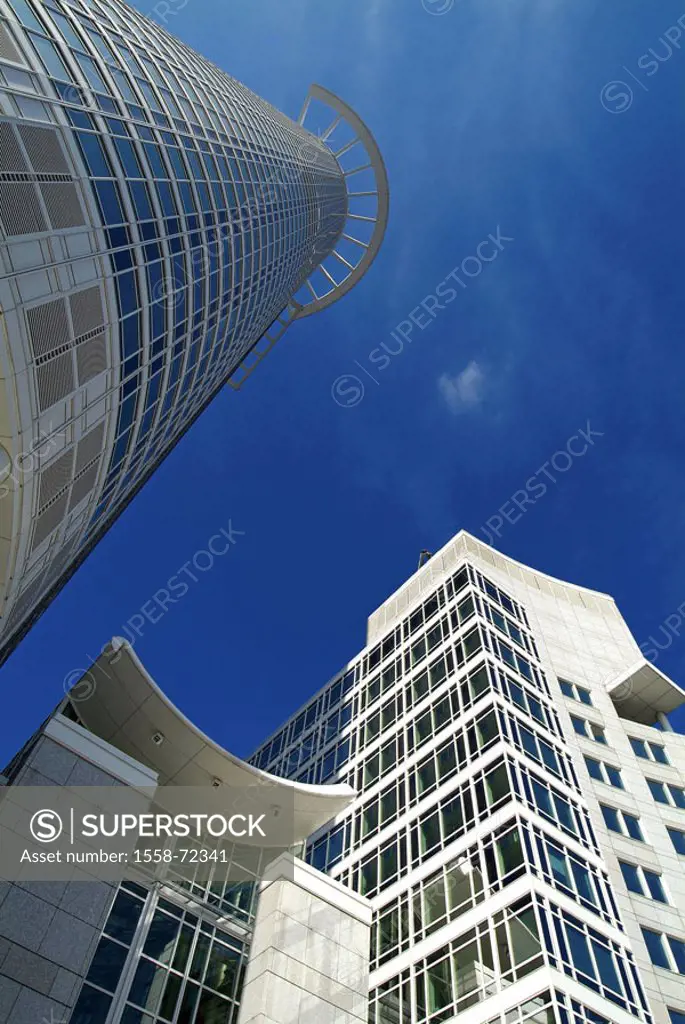 Germany, Hesse, Frankfurt on the Main, West final tower, from below  Europe, metropolis, Main metropolis, finance metropolis, bank quarter, high-rise,...