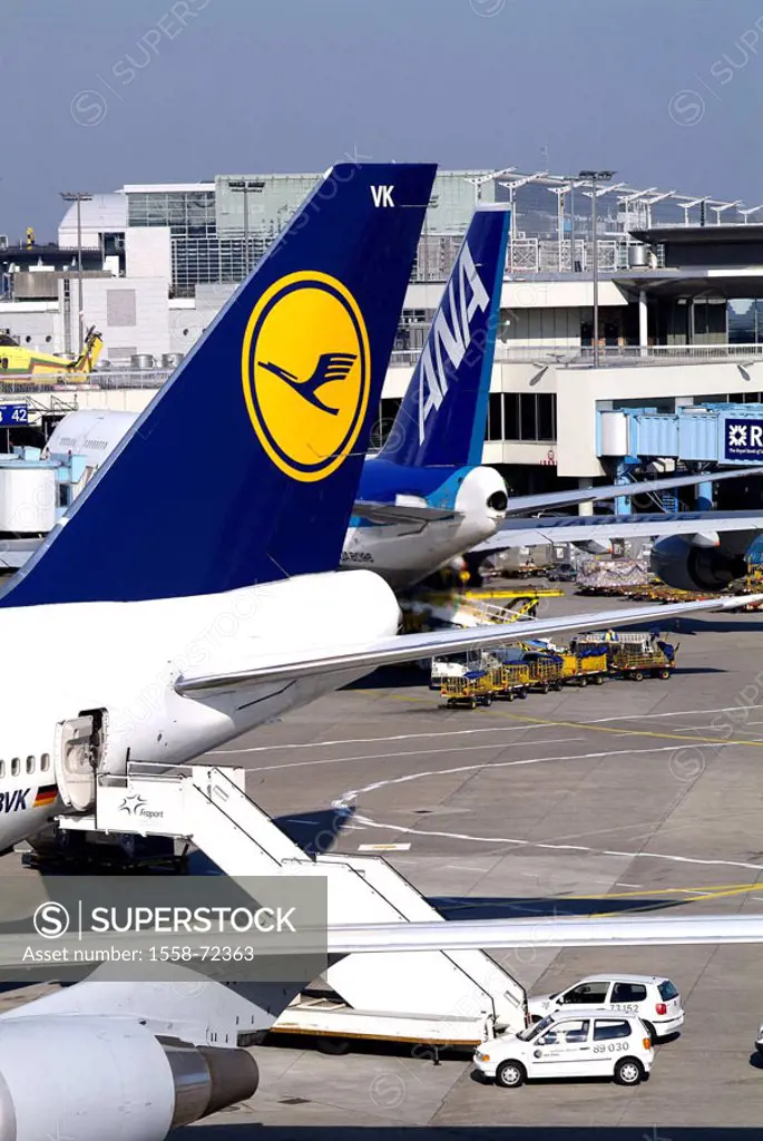 Germany, Hesse, Frankfurt on the Main, Airport, airplanes, Lufthansa, ANA,  Detail, no property release,  Runway, airplanes, aeronautics, airline comp...
