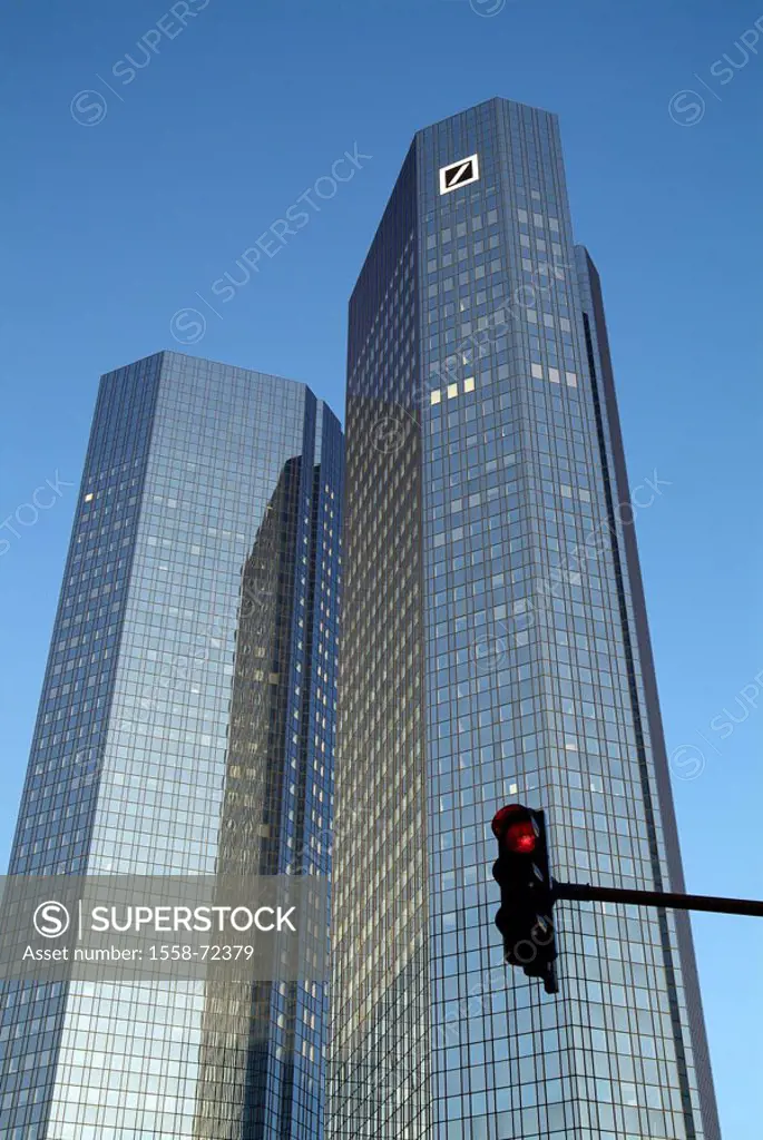 Germany, Hesse, Frankfurt on the Main, German bank I &II, traffic light,  Europe, city, finance metropolis, Main metropolis, metropolis, buildings, co...