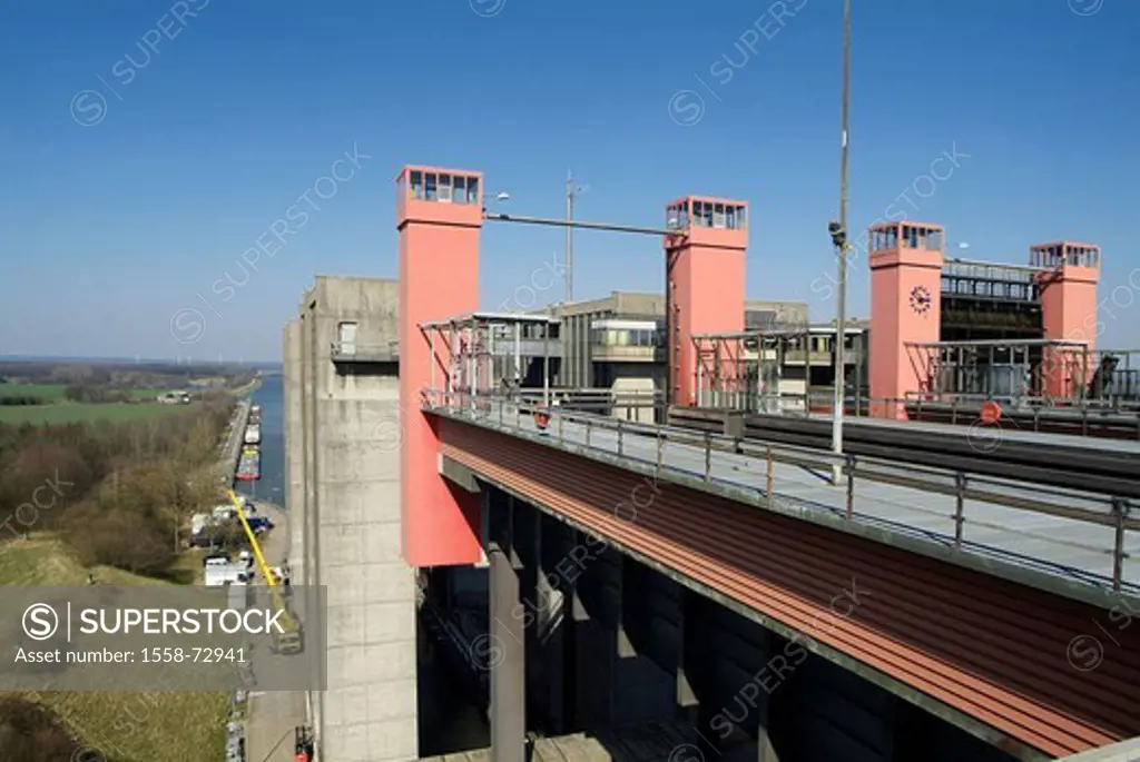Germany, Lower Saxony, Lüneburg, Schiffshebewerk flock Neb Eck,  Europe, Elbe side canal, North South canal, link, shipping, shipping traffic, transpo...