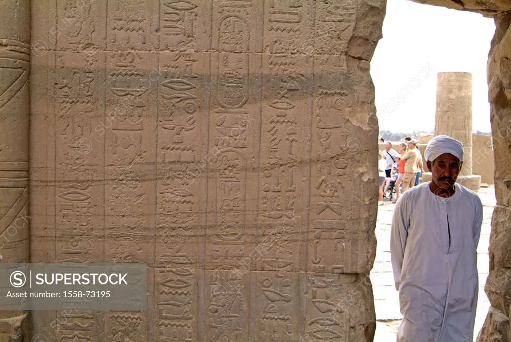 Egypt, Kom Ombo, temples, wall, Detail, relief, temple guards Africa, head Egypt, destination, destination, sight, ruin, remains, culture, hieroglyphi...