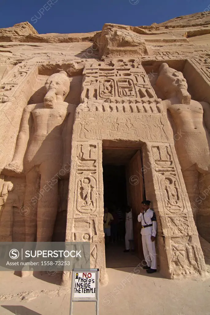 Egypt, Abu Simbel, small temple, Colossal statues, entrance, temple guards, Visitors, Africa, head Egypt, destination, destination, sight, landmarks, ...