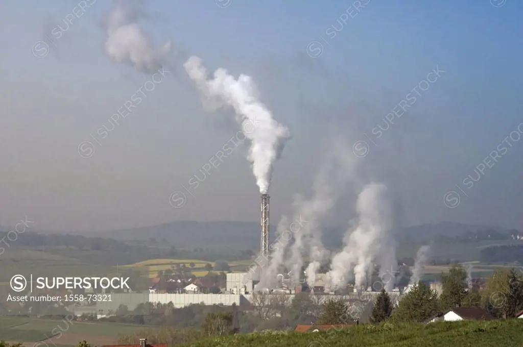 Industrial installation, emission,   Economy, industry, factory, chimneys, chimneys, output, smoke, fine dust, fine dust burden, industry exhaust fume...