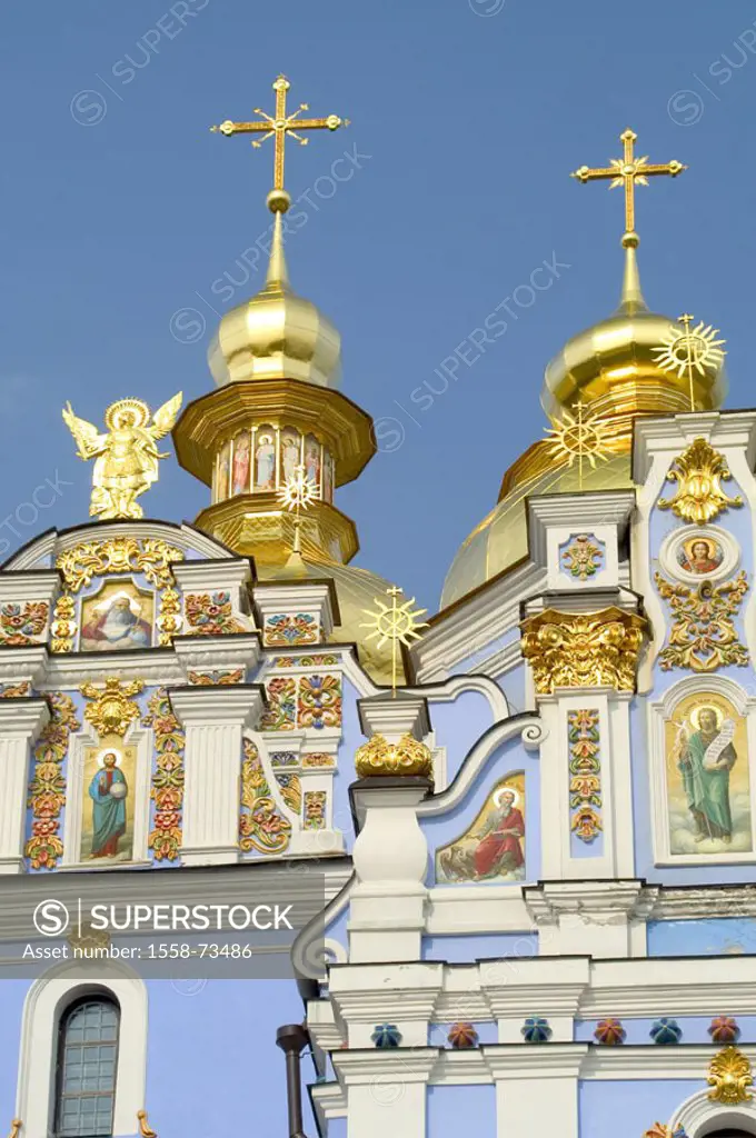 Ukraine, Kiev, Michailskoye Monastir, Michael church, facade, detail  Eastern Europe, capital, construction, architecture, cloister, Michaels-Kloster,...