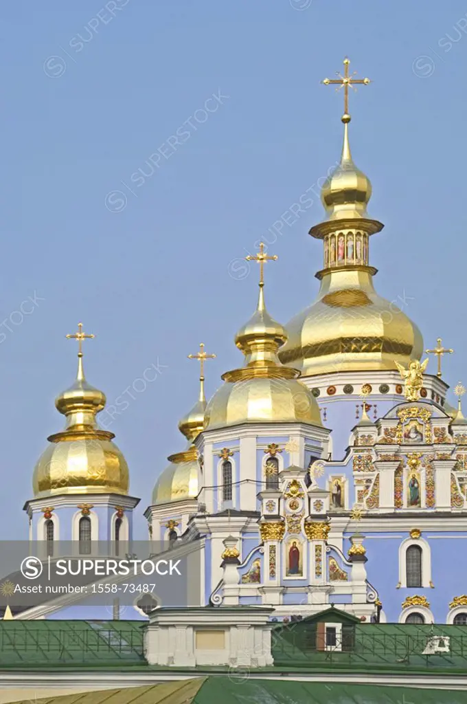 Ukraine, Kiev, Michailskoye Monastir, Michael church  Eastern Europe, capital, construction, architecture, cloister, Michaels-Kloster, cloister church...