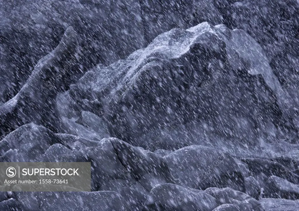 Rocks, detail, snowfall   Flurries snow season, winters, weather, snow, snowflakes, stones cold cold snap Blizzard climate, color mood gray