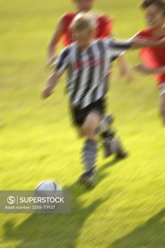 Boys, soccer game, fuzziness   Children, three, childhood, youth, 8-12 years, leisure time, hobby, game, soccer players, game field, sport, sport, ath...