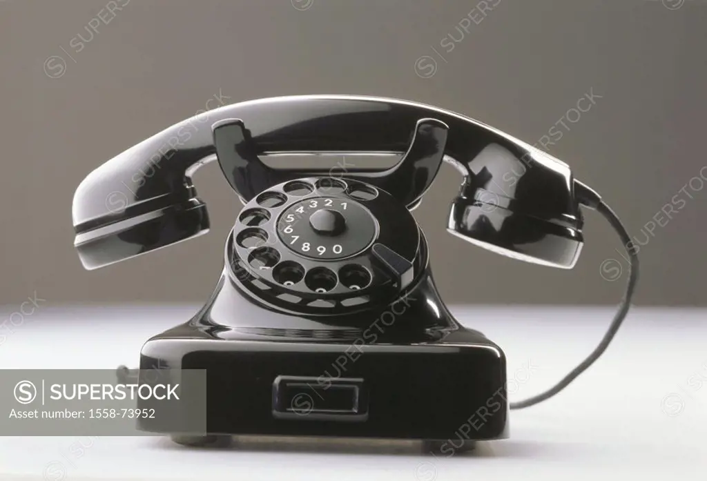 Telephone, old, black,   Telephone, dial telephone, dial,  nostalgic, unfashionable, antiquated, becomes obsolete, untimeliness-in accordance with, co...