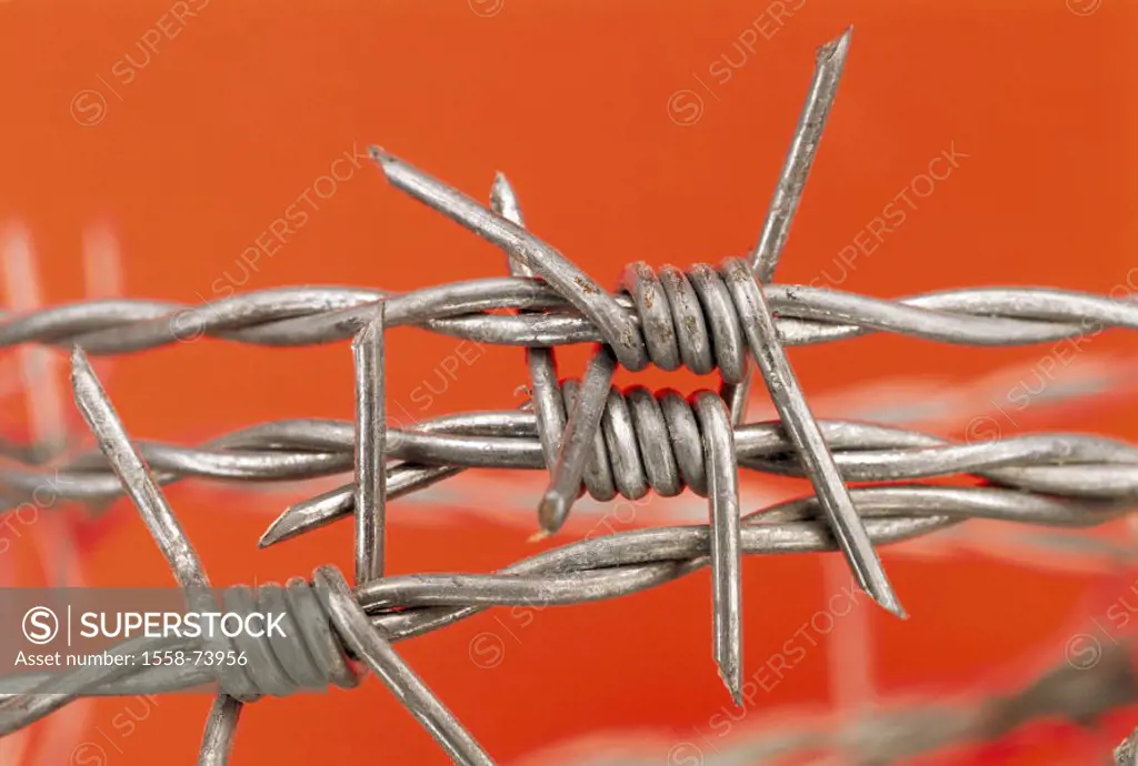 Barbed wire, close-up,   Wire, thorns, Mettallstrang, fence, barbed wire fence, demarcation, Eingrenzung, closing off, protection, security, theft pro...