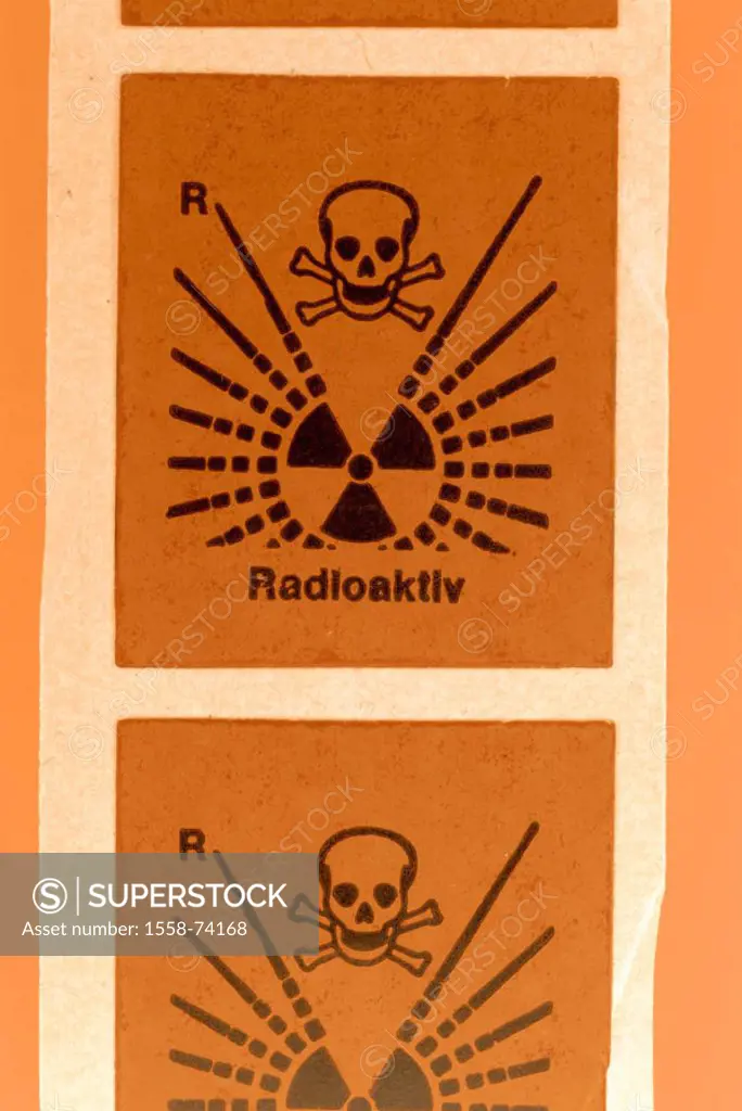 Stickers, danger symbol, radioactivity   Danger signs, symbol, bell characters, warning, hint, hint signs, danger, dangerously, stroke signs skull, ra...