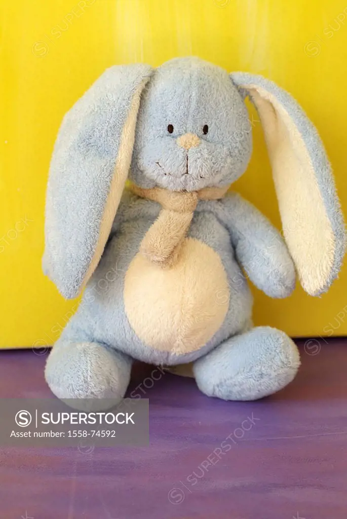 Material hare   Toy, Kuscheltier, material animal, hare, Kuschelhase, cuddly, cute, soft, blue, indoors, concept, solace, companions, soul comforters,...