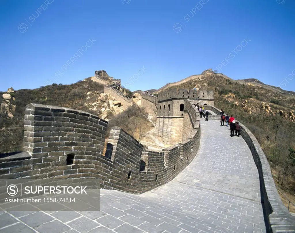China, Peking, Juyong passport, Chinese,  Wall, tourists,   Asia, Eastern Asia, sight, Changcheng, big wall, Great embankment, Ming-Dynastie, 14.-17. ...