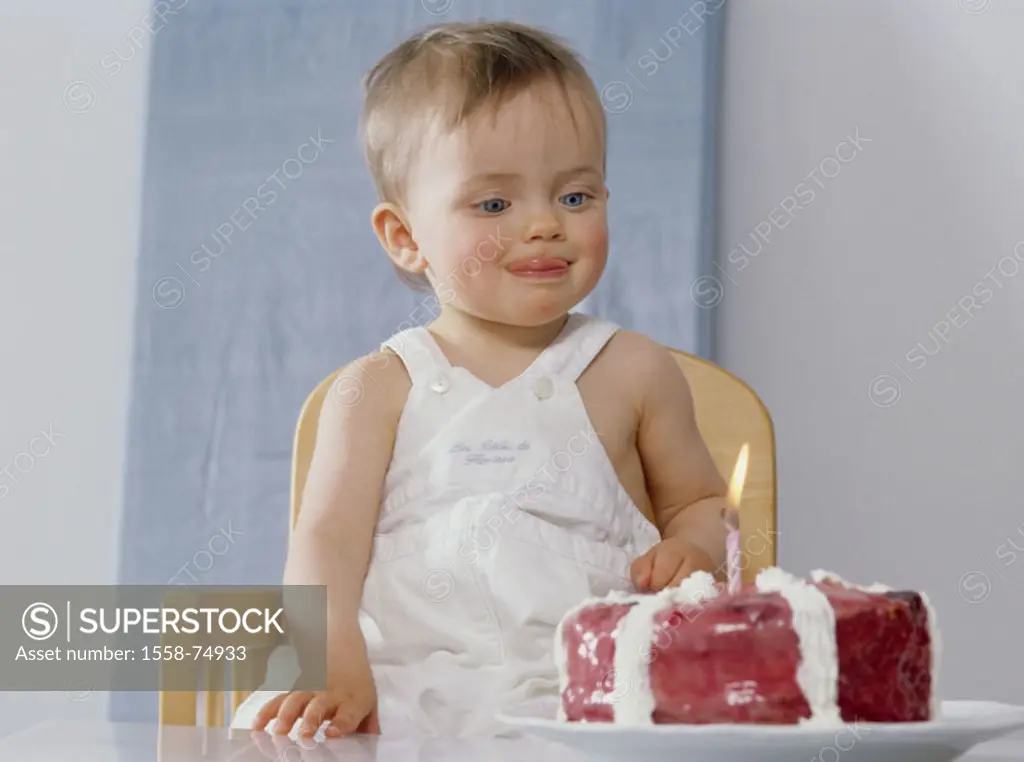 Baby, overalls, birthday cakes,  Portrait  Child portrait, child, toddler, 1 years, smiling, first birthday, first year of life, cakes candle birthday...