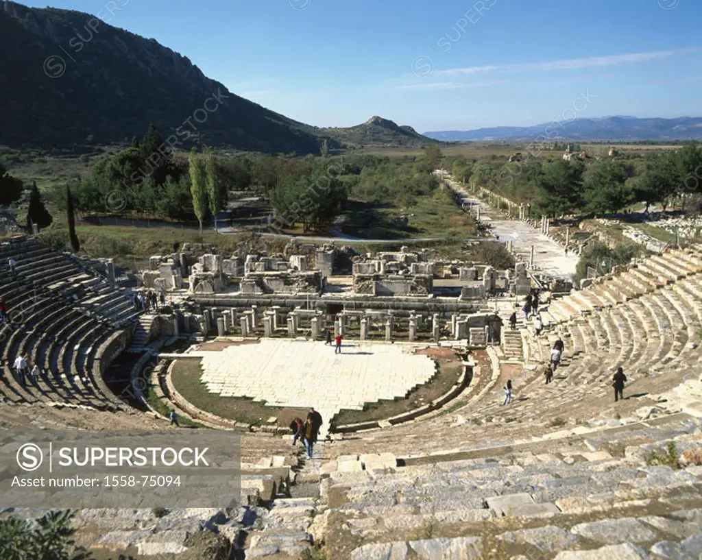 Turkey, Ephesos, theaters   West coast, Anatolia, west Anatolia, construction, ruin place, theater ruin, ruin, antique, historically, architecture, cu...