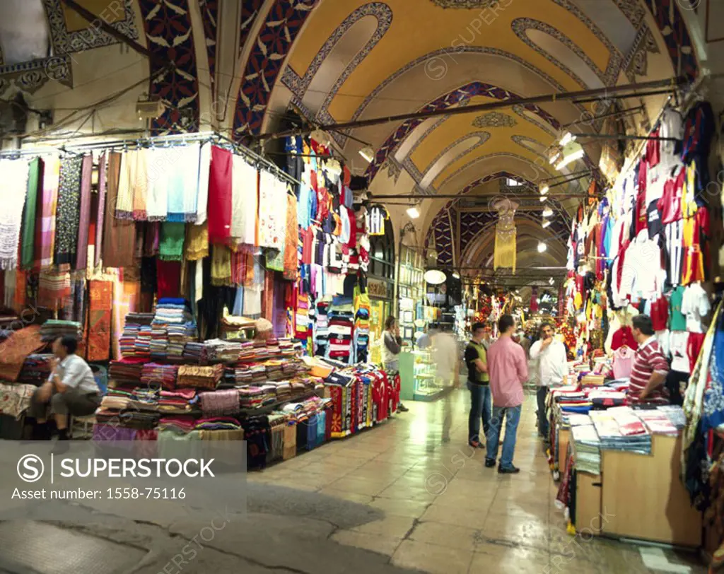 Turkey, Istanbul, big bazaar, shops, passer-bys,  Province capital, passage, shops, stores,  Sale, souvenirs, handicraft, retails,  Trade, economy, to...