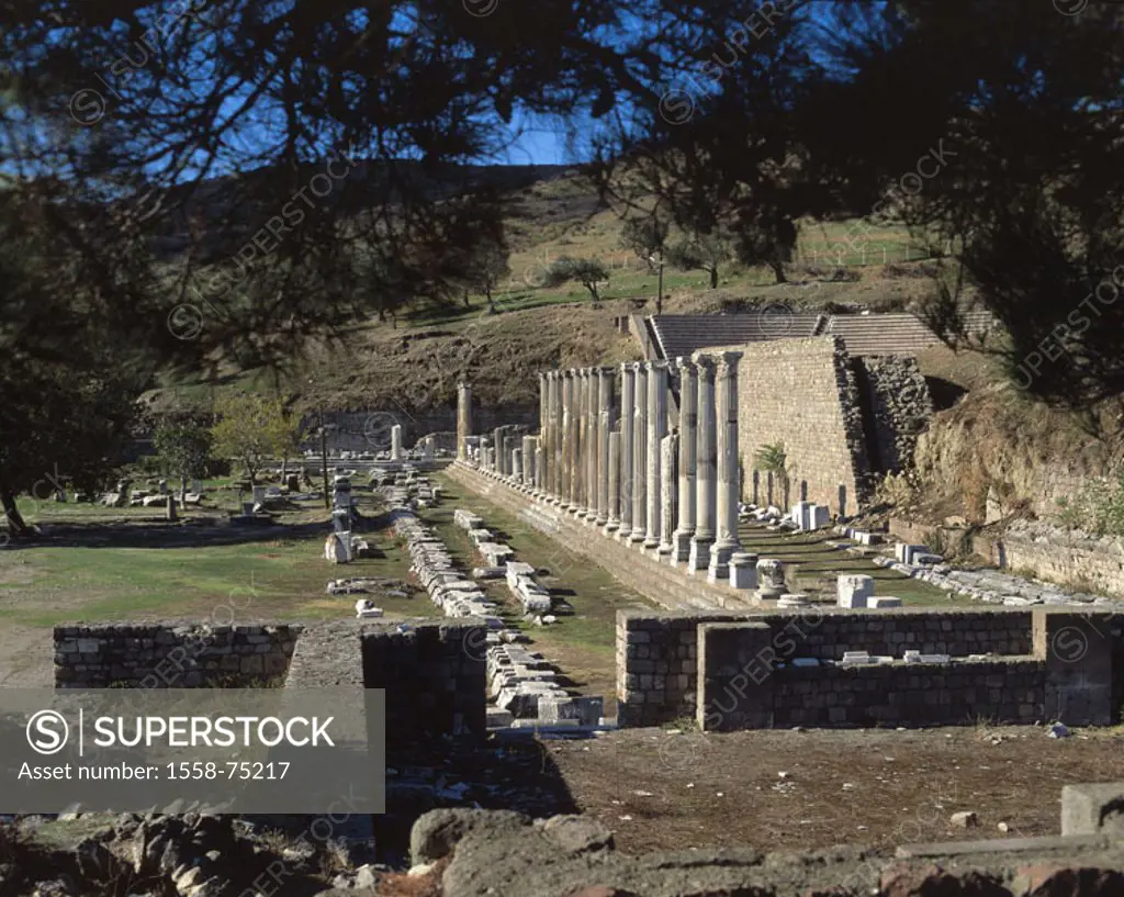 Turkey, Bergama, Asklepieion,  Ruin place, overview,  Northern Aegean, Pergamon, temple ruin, ruin, construction, antique, historically, architecture,...