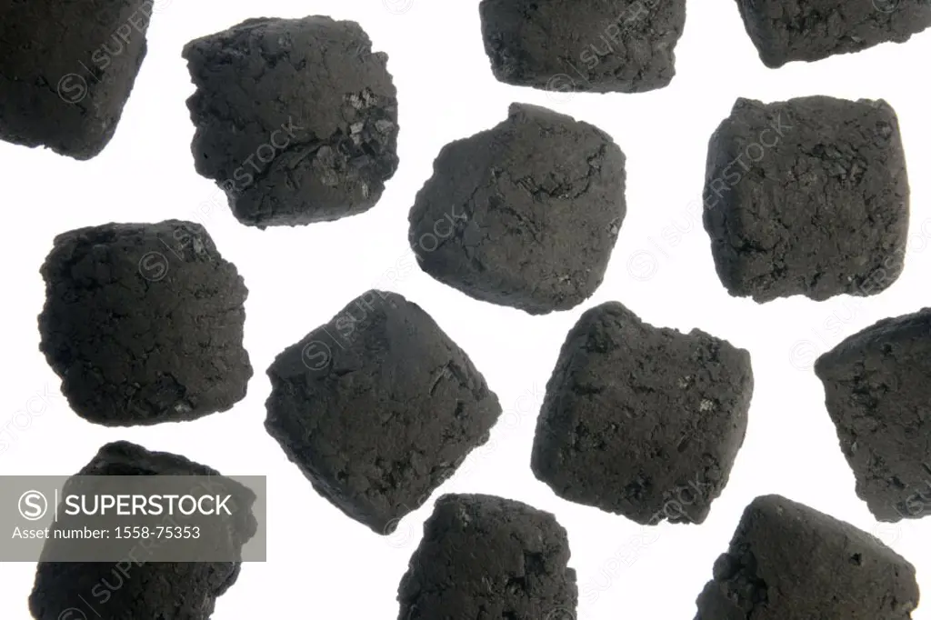 Charcoal, detail,   Briquettes, fuel, grill coal, grill utensils, coal, coal briquettes, concept, grilling, grill season, black-and-white, quietly lif...