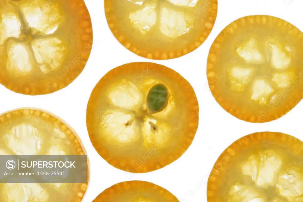 Kumquatscheiben, detail, kernel   Series, food, fruit, fruits, exotic, tropical, South fruits, citrus fruits, Kumquats, Limequats, dwarf oranges, dwar...