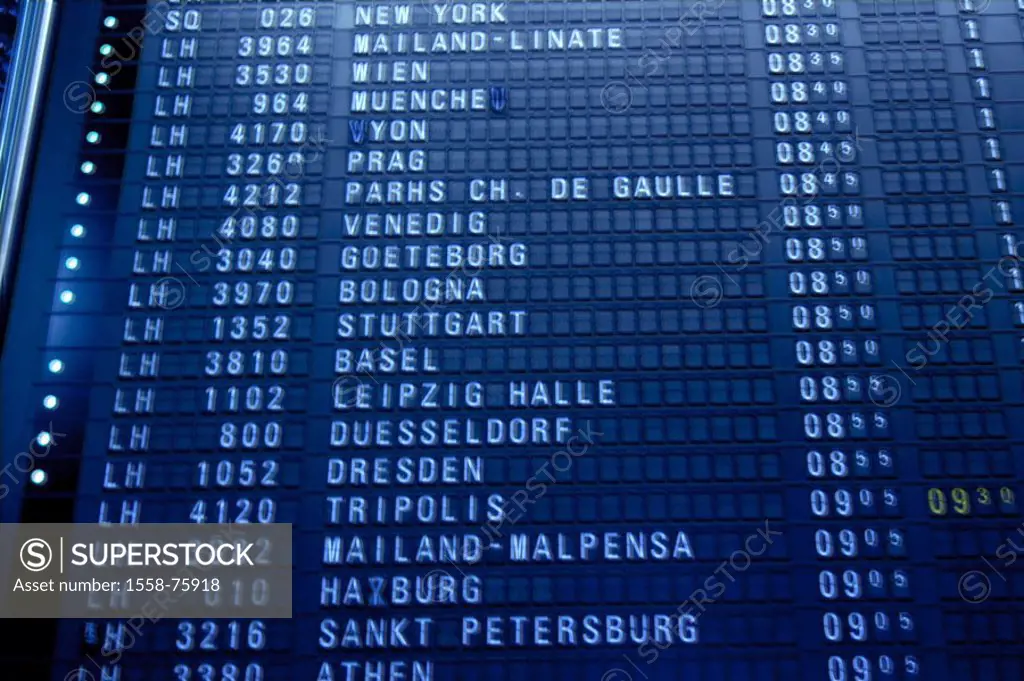 Airport, scoreboard,   Blackboard, information blackboard, information, takeoff, arrival, flights, flight times, flight numbers, destination airport, ...