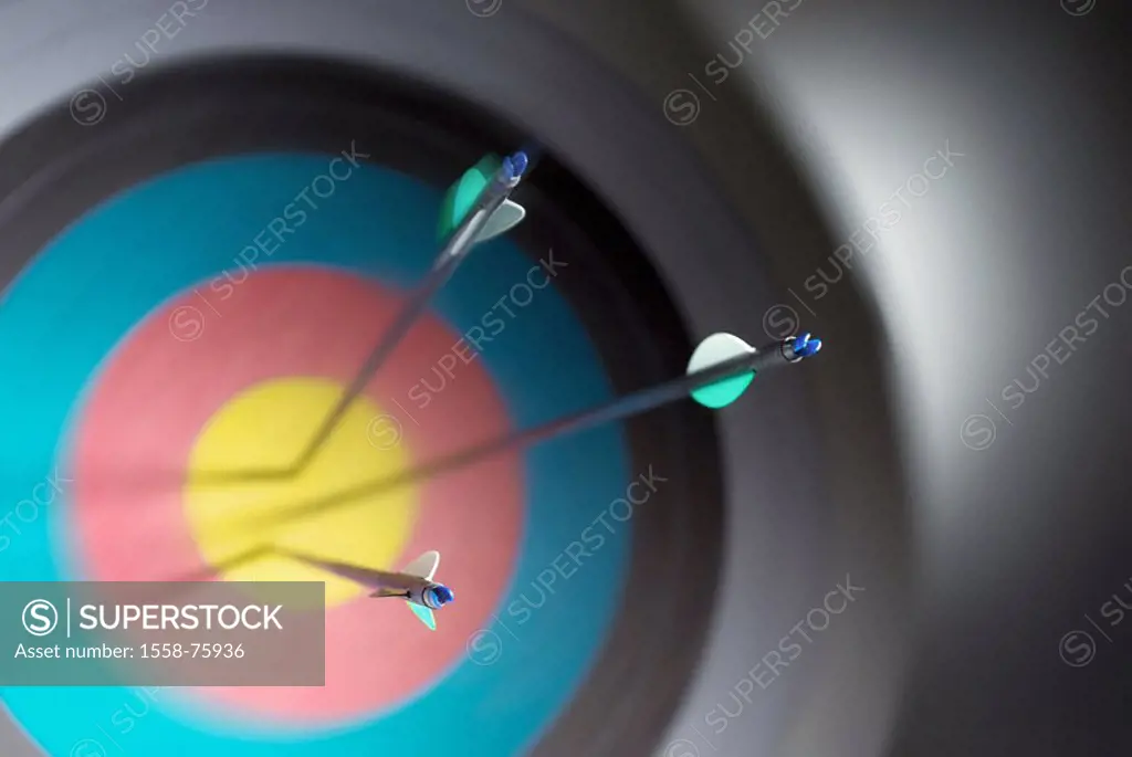 Archery, target, detail,  Arrows, fuzziness,  Sport, shooting sport, hobby,  rings, circles, appraisal zones, concept, middle, hits, victory, success,...
