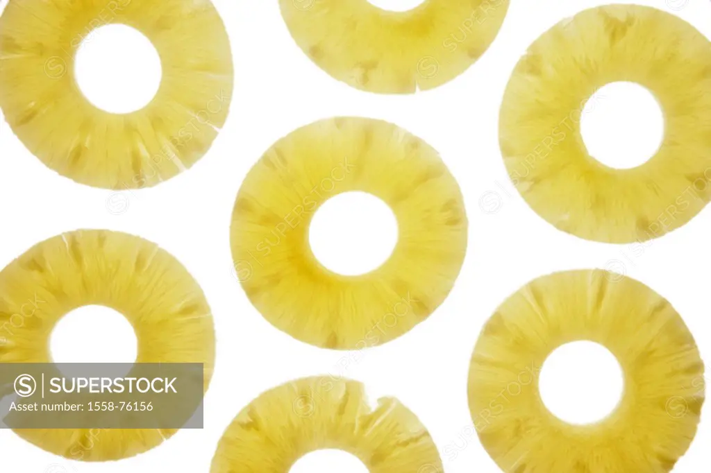 Pineapple disks, from above   Pineapple, pineapple rings, collective fruit, cut open,  South fruit, fruit, can fruits, fruit, pulp, juicy, rich in vit...