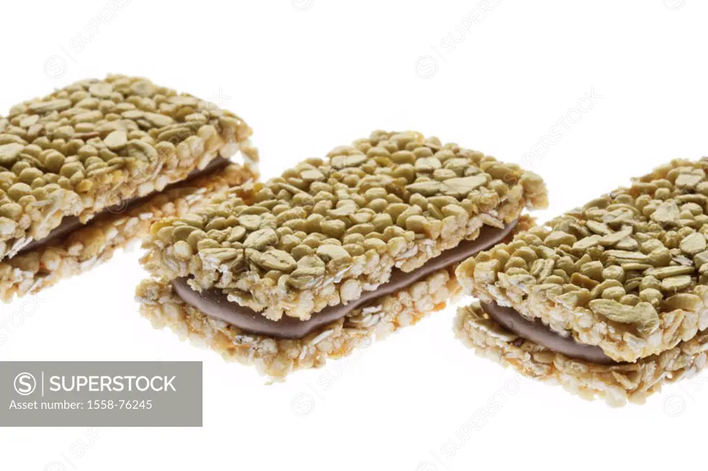 Müsliriegel, three, truncated   Müsli, oats, Cerealien, chocolate, nutrition, healthy, roughage, health, snack,  Snack, energy food, energy donors, fo...