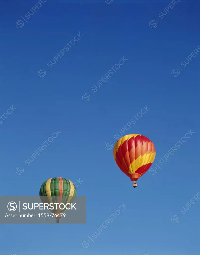 heaven, hot-air balloons, two, colorfully   USA, New Mexico, Albuquerque, Hot air balloon Fiesta balloon festival festival, event, balloons, balloon t...