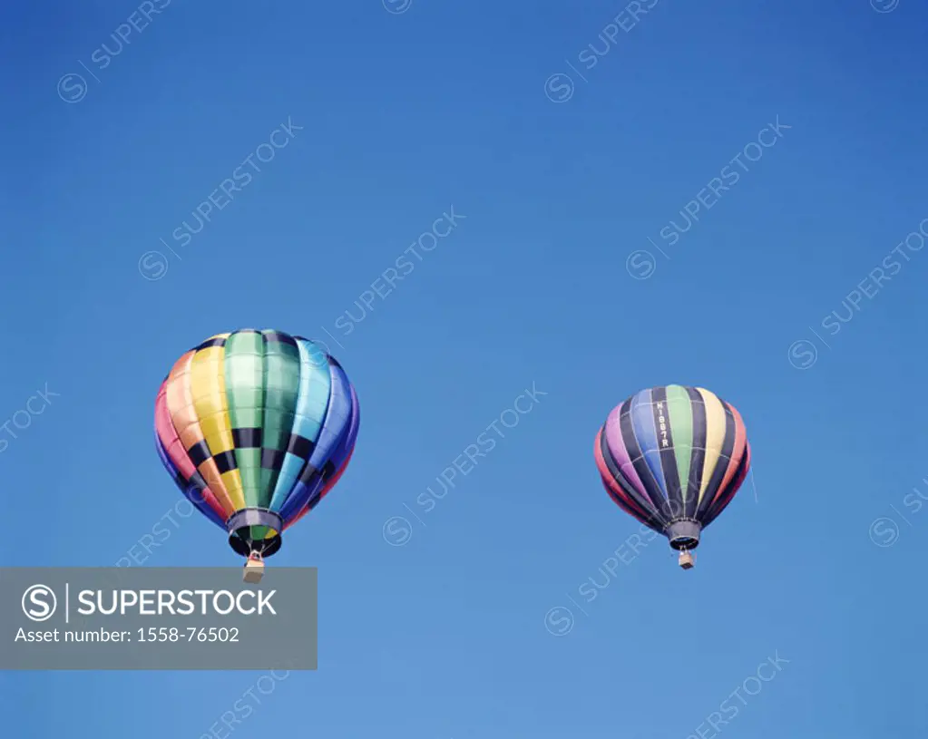 heaven, hot-air balloons, two, colorfully,  different   USA, New Mexico, Albuquerque, Hot air balloon Fiesta balloon festival festival, event, balloon...