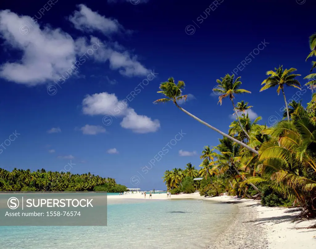 Polynesia, Cook islands, Aitutaki Iceland,  Palm island, trip boats,  Southwest Pacific, island group, island, palms, sea, sandbank, dream island, dre...