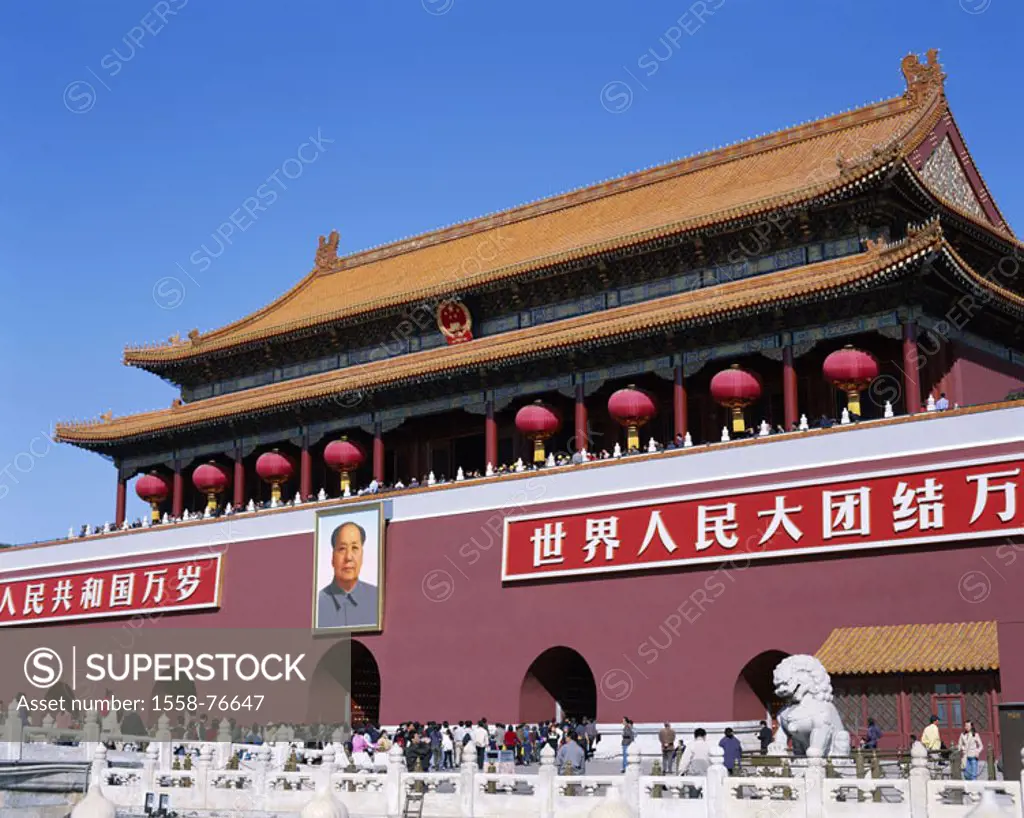 China, Peking, forbidden city,  Emperor palace, ´hall the highest,  Harmony´, tourists, Asia, Eastern Asia, palace, Gugong, gate of the heavenly peace...