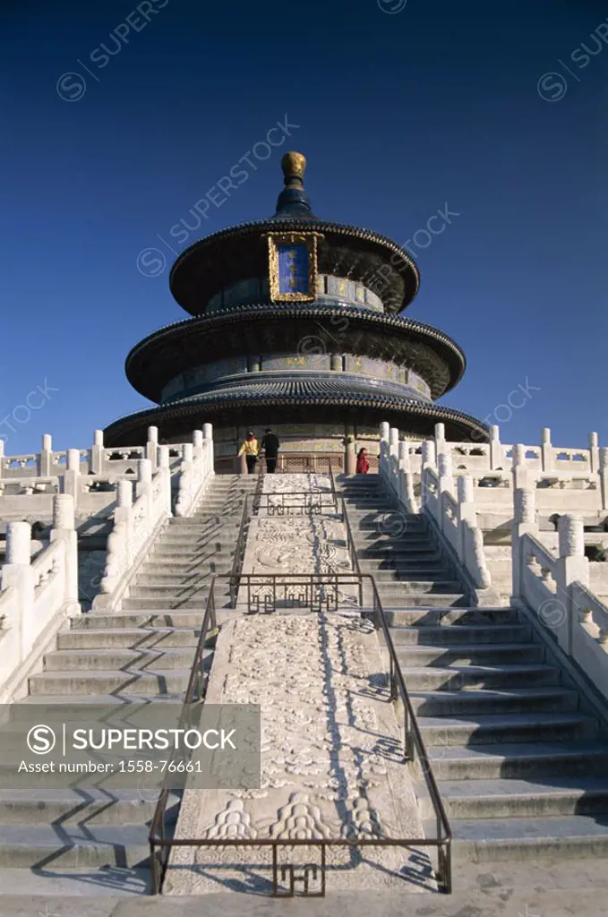 China, Peking, silhouette, Himmelsaltar, Hall of the harvest prayer, stairway ascent,  Asia, Eastern Asia, heaven altar, buildings, construction, Arch...
