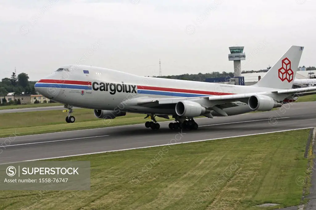 Luxembourg, Findel, airport, airplane,  Boeing 747 Cargolux, start, no property release,  Airport, runway, air traffic, Cargo, merchandise traffic, fr...