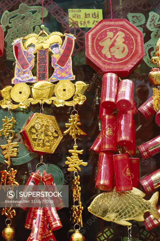 China, Shanghai, Neujahrs-Dekoration, Detail  Asia, Eastern Asia, New Year´s day, turning of the year, decoration,  Decoration objects, red-golden, Ch...