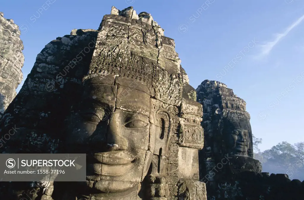 Cambodia, Angkor Thom,  Bayon-Tempel, tower, Steingesicht  Asia, southeast Asia, temples, construction, temples, construction, Post-angkorianische per...