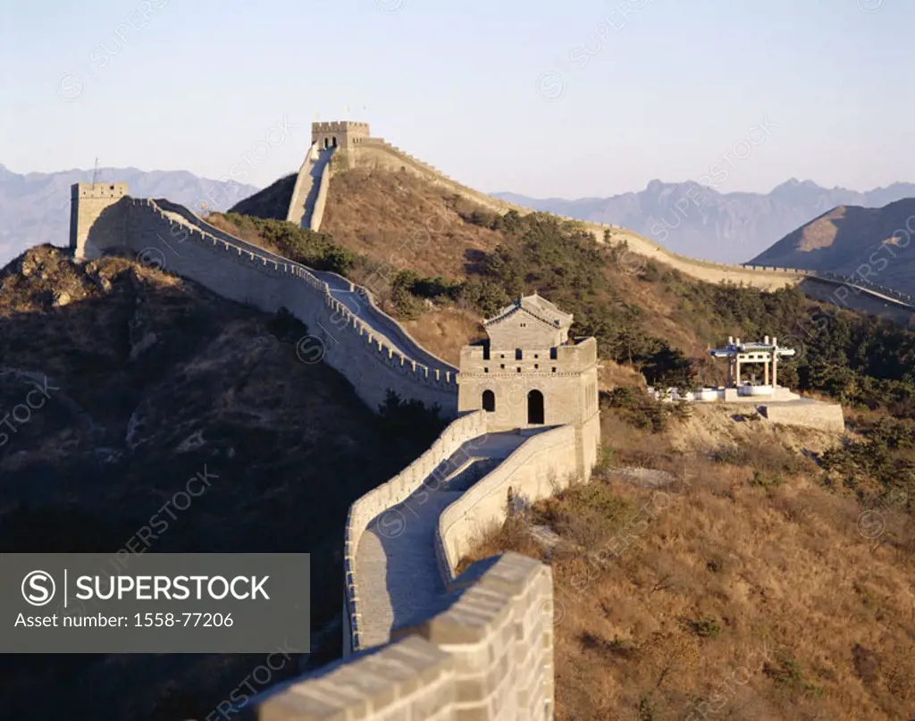 China, Badaling, Chinese wall,  Detail, autumn,  Asia, close to Peking, highland, mountains big wall Great embankment Ming-Dynastie 14-17 Jh., constru...