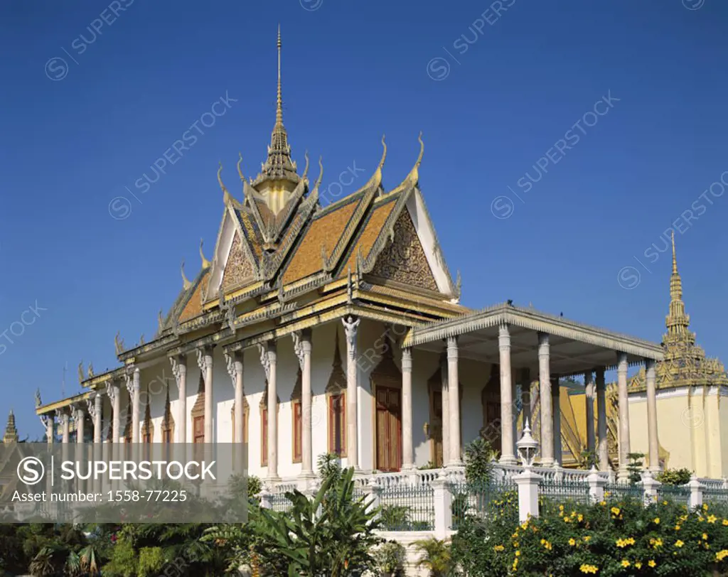 Cambodia, Phnom Penh, Königspalast,  Silver pagoda, park,  Asia, southeast Asia, palace installation, palace, temples, Pagoda, Vihear Preah Keo, built...