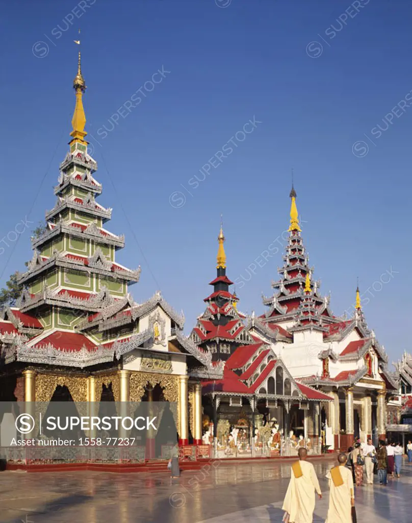 Myanmar, Yangon, temple installation, Shwe-Dagon-Pagode, visitors,  Asia, rear India, Shwedagon pagoda, constructions,  Temples, architecture, archite...