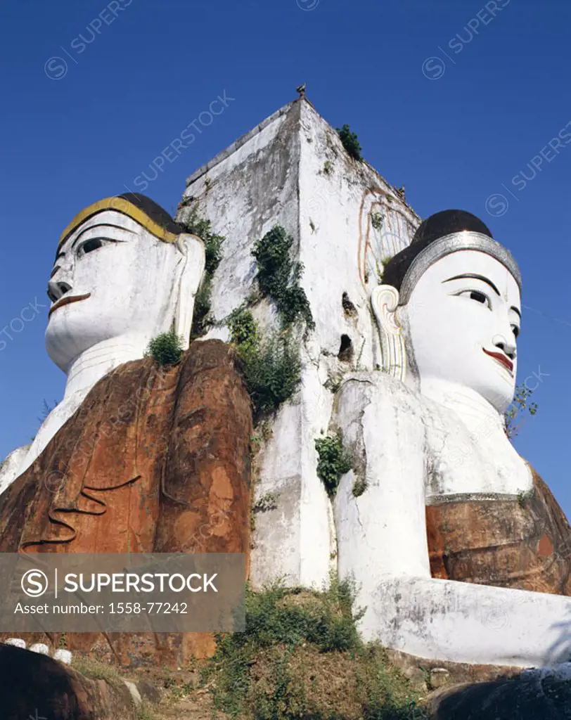Myanmar, Bago, Kyaikpunk-Pagode, Buddha-Figuren  Asia, rear India, Kyaik Pun Paya pagoda, built 1476. Budda-Statuen, sedentary, backs at backs, Archit...