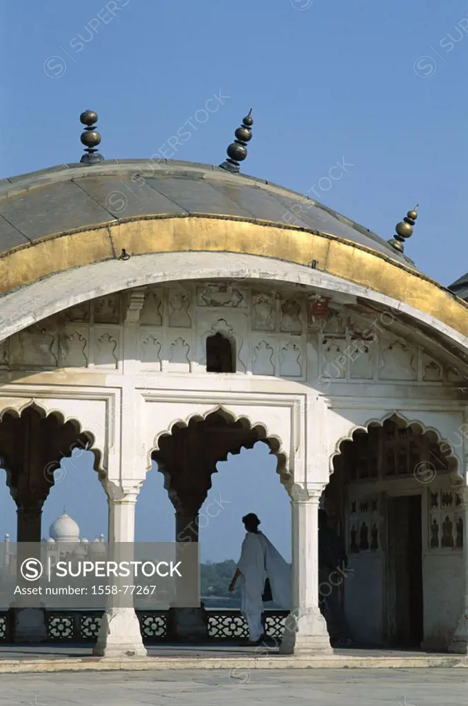 India, Fatepur Sikri, arcade,  Person, gaze, Taj Mahal  Asia, South Asia, North India, Uttar Pradesh, arcades, River, mausoleum, approximately 1648, o...